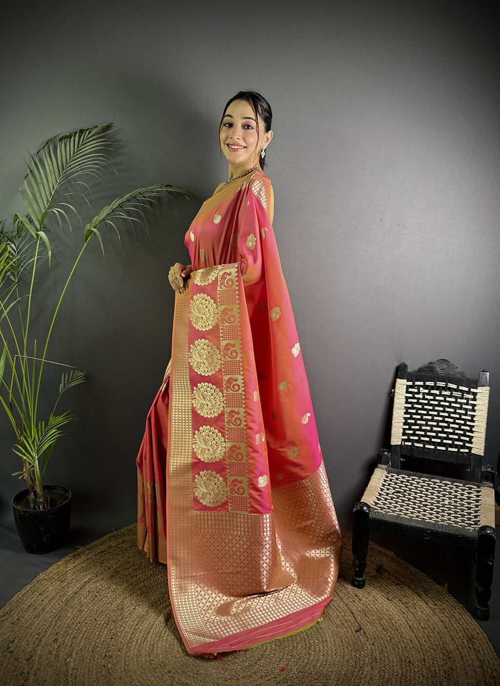 Joban Fashion Light Pink Banarasi Soft Lichi Silk Paisley Saree - Distacart