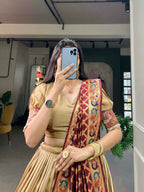 Vastranavya Traditional Jacquard Vichitra Silk Lehenga Choli - Chiku