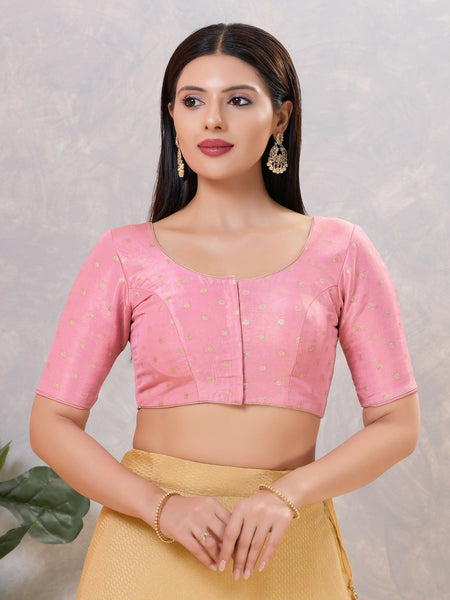 Joban Fashion Women Silk Light-Pink Stitched Blouse