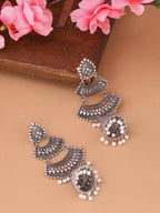 NVR Women Silver Toned Contemporary Jhumka Earrings - Distacart