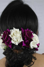 Purple and white Velvet Rose Gajra