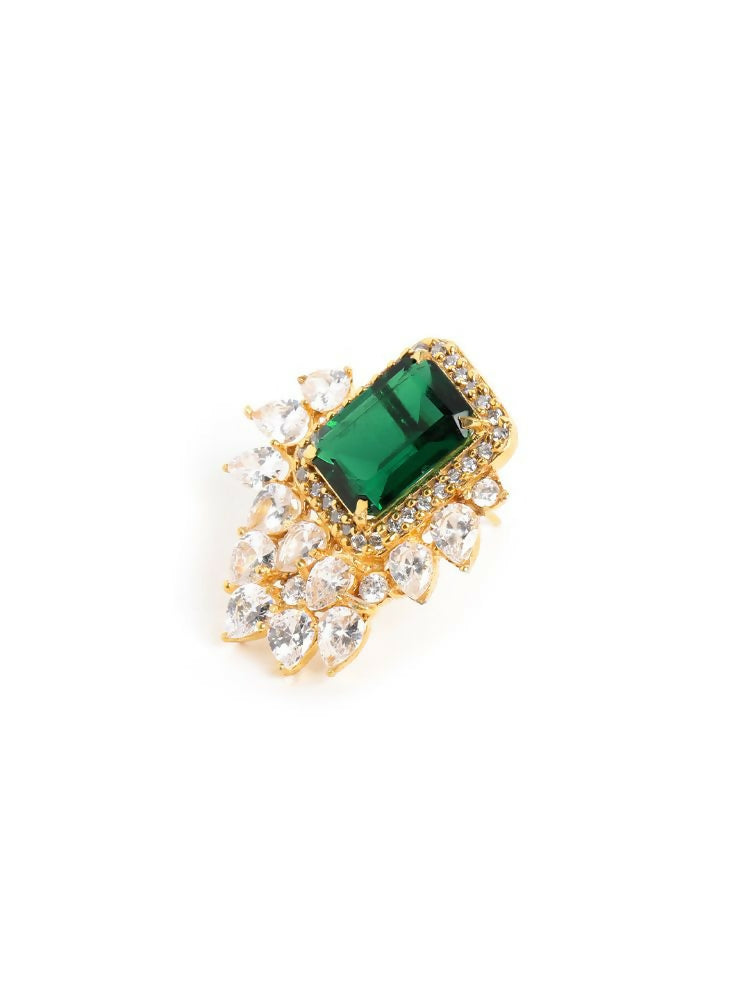 Nuyug 22K Gold Plated Emerald Fern Muse Stud Earrings - Distacart