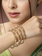 NVR Women's Set of 4 Gold-Plated Beads Handcrafted Traditional Bangles - Distacart
