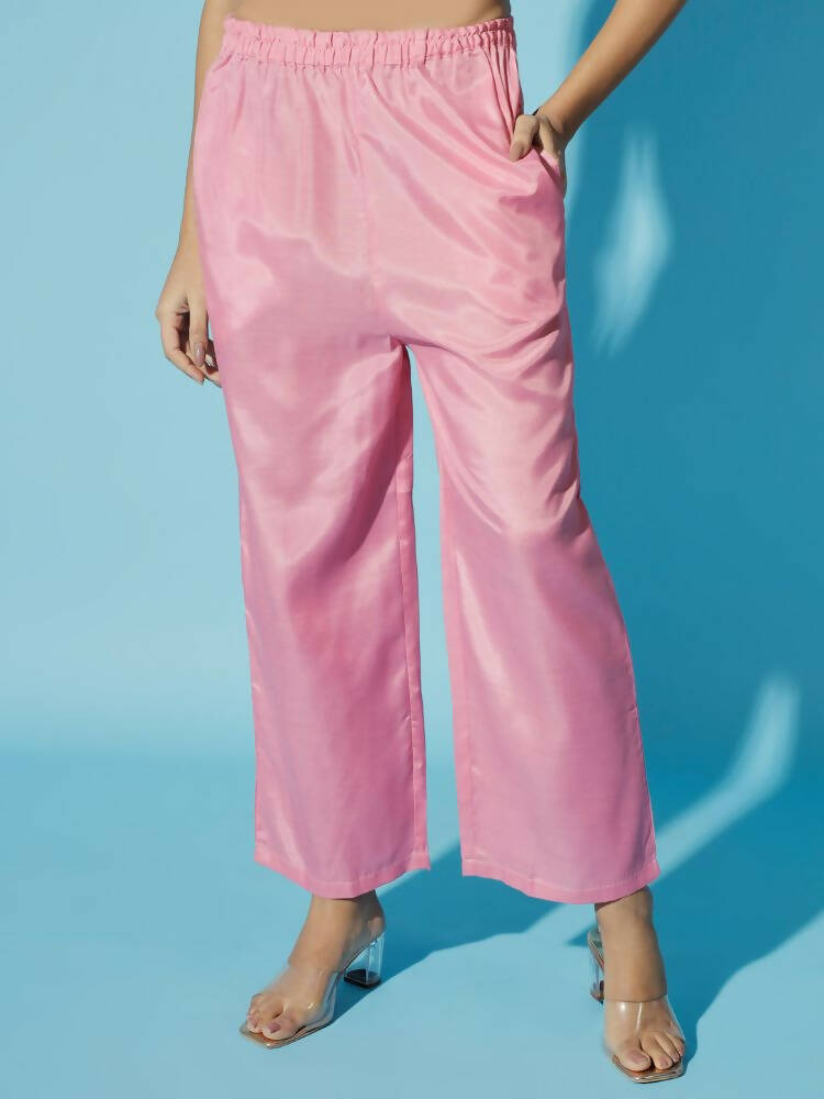 Myshka Women Pink Printed Kurta & Trousers With Dupatta - Distacart