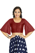 Aastha Fashion Women's Women's Maroon Art Silk Umbrella Sleeves Readymade Blouse