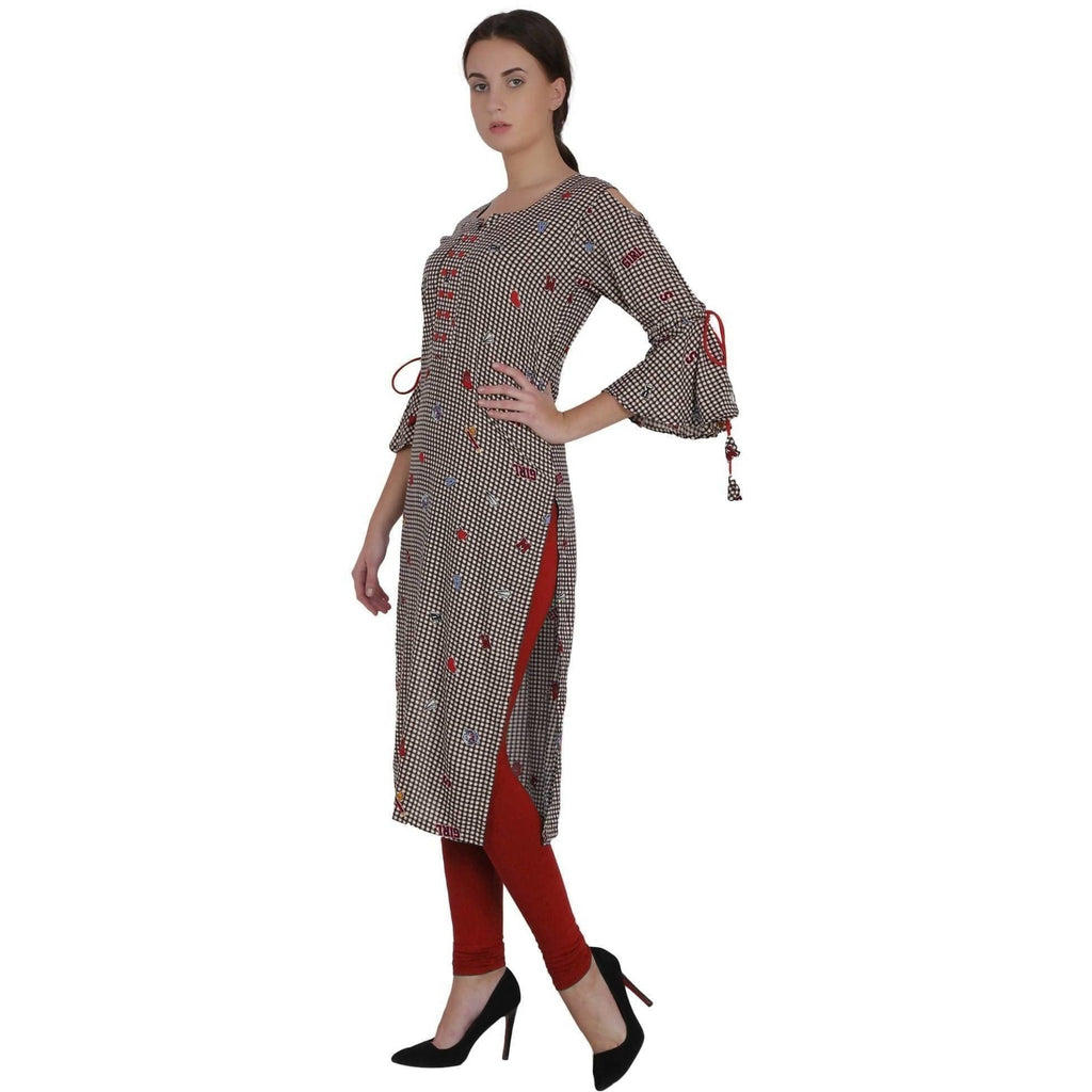 Kanoor Garments Women's Brown Rayon Straight Kurti