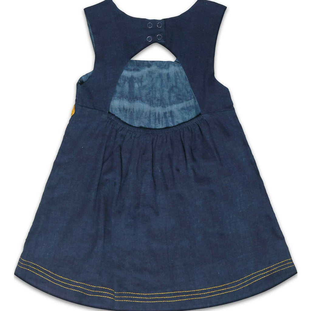 Mhyssa Blue Square Neck Sleeveless Frock