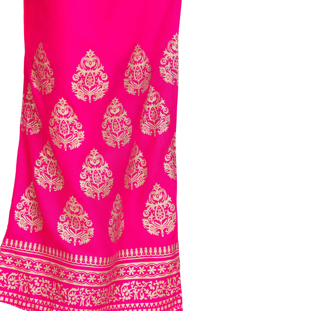 PAVONINE Rani Color Golden Printed Rayon Fabric Sharara For Women & Girls - Distacart