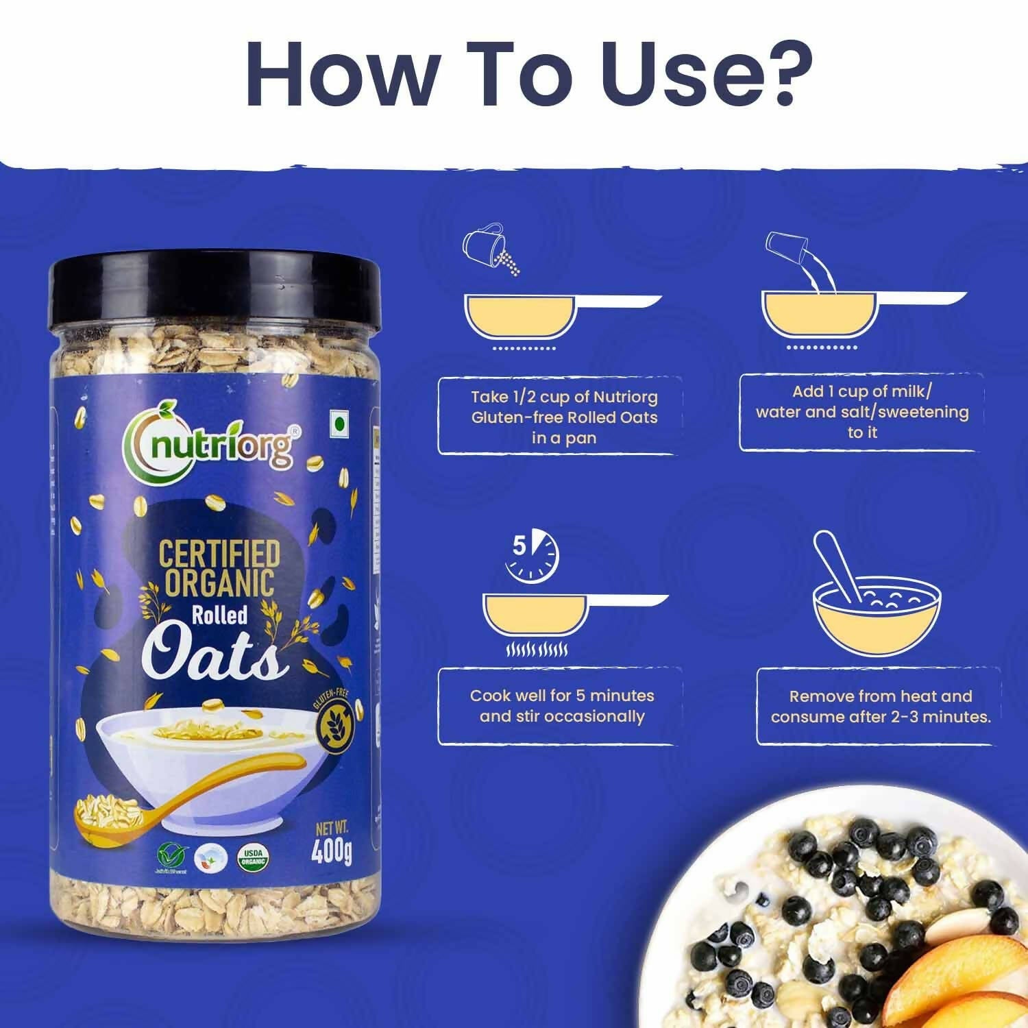 Nutriorg Certified Organic Rolled Oats - Distacart