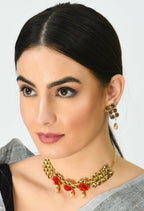Mominos Fashion Johar Kamal Gold-Plated Brass Finish Stone/Pearls Choker For Women (Golden) - Distacart