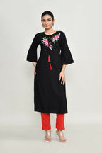 Joban Fashion Black Rayon Kurta Set