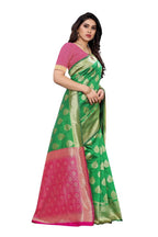 Vamika Banarasi Jacquard Weaving Green Saree (Dangal Green)
