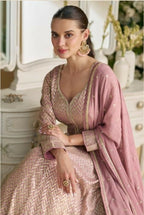 Anaita Purple Real Georgette Readymade Anarkali Gown with Embroidery & Sequence Work - Distacart