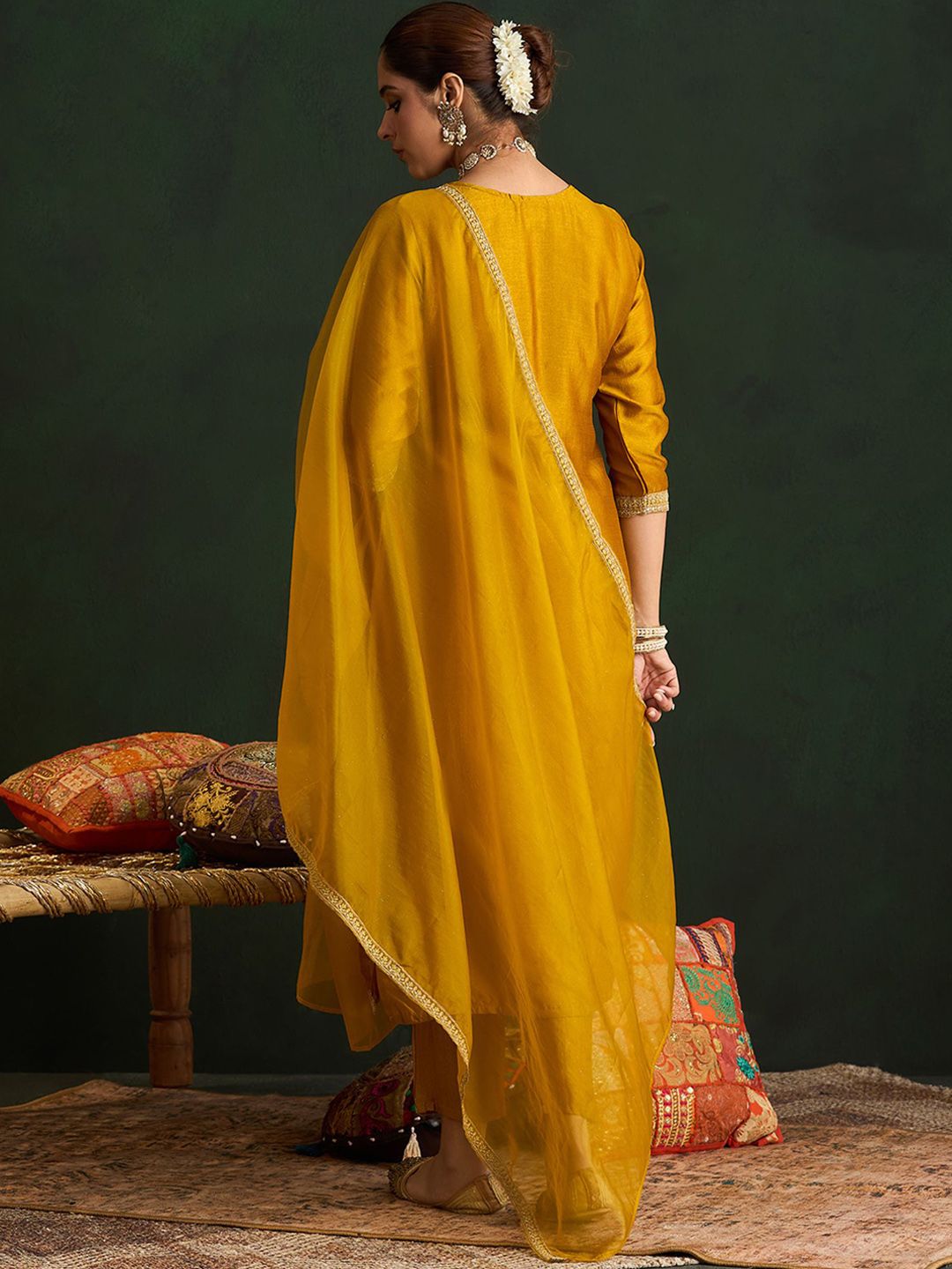Indo Era Women Embroidered Regular Sequinned Kurta with Trousers & With Dupatta - Distacart