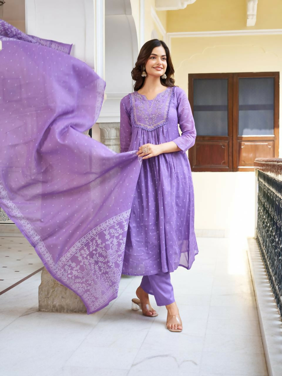 The52 Women's Beautiful Cotton Fabric Embroidery Work Straight Kurta Pant and Dupatta Set - Distacart