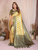 Aastha Fashion Yellow Tissue Silk Paithani Woven Saree - Distacart