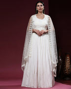 White Pure Viscose Georgette Sequence Embroidery work Lehenga Choli with Dupatta - Aakriti