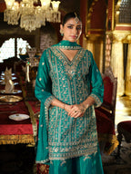 Anaita Sky-Blue Heavy Chinon Readymade Palazzo Suit with Heavy Embroidery Work - Distacart
