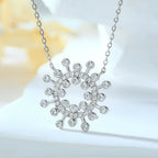 Cauer Moissanite Round Pendant Necklace in 925 Sterling Silver, White Gold Plated