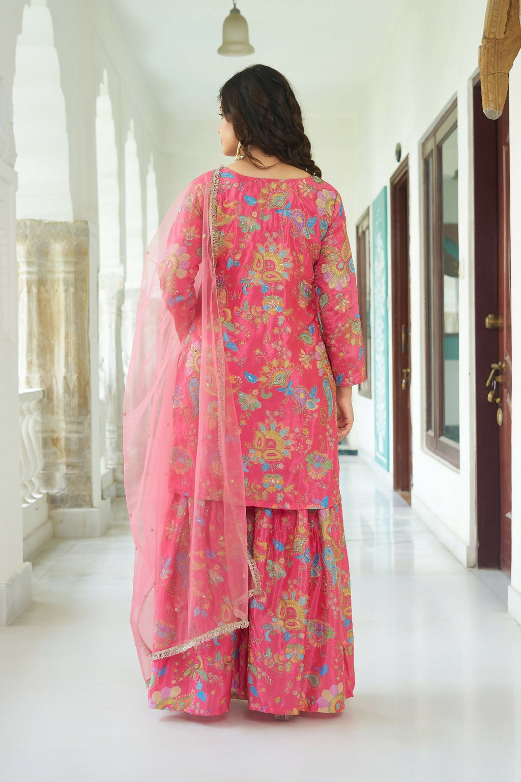 Joban Fashion Pink Kurta Set Chinnon Embroidery Sequence Work - Distacart