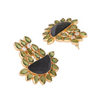 Nuyug 22K Gold Plated Dark Crystal Studded Contemporary Floral Shaped Stud Earrings - Distacart