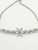 NVR Women Silver-Plated Handcrafted American Diamond Link Bracelet - Distacart