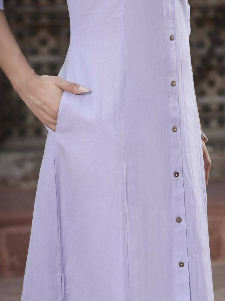 Juniper Women`s Lilac Cotton Flex Solid A-Line Kurta - Distacart