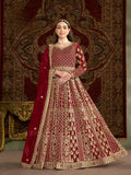 Anaita Maroon Embroidered Net Stitched Anarkali Suit - Distacart