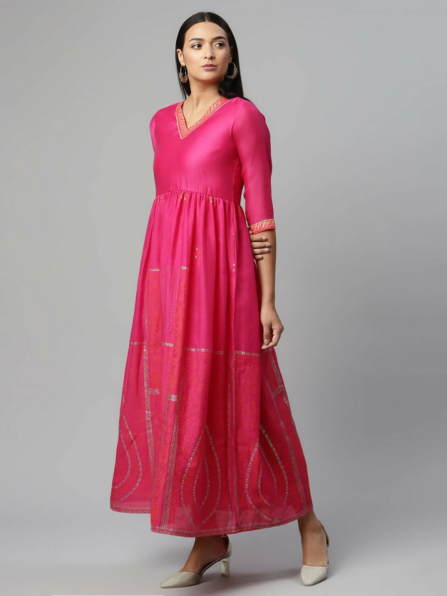 Ahalyaa Womens Pink Crepe Printed Dress - Distacart