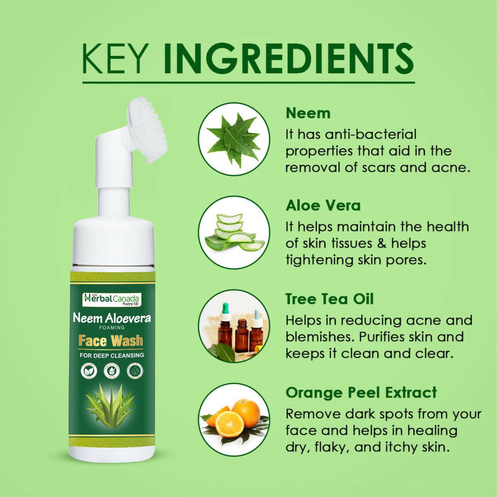 Herbal Canada Neem Aloe Vera Foaming Face Wash