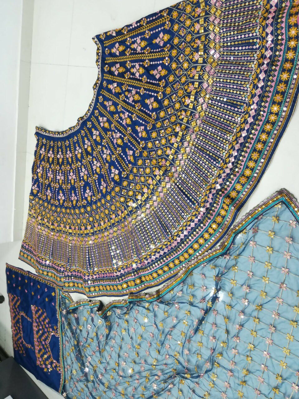 Jyoti Fashion Outstanding Blue Chinon 3MM, 9MM Sequins with Thread & Jari Embroidery Lehenga Choli with Dupatta