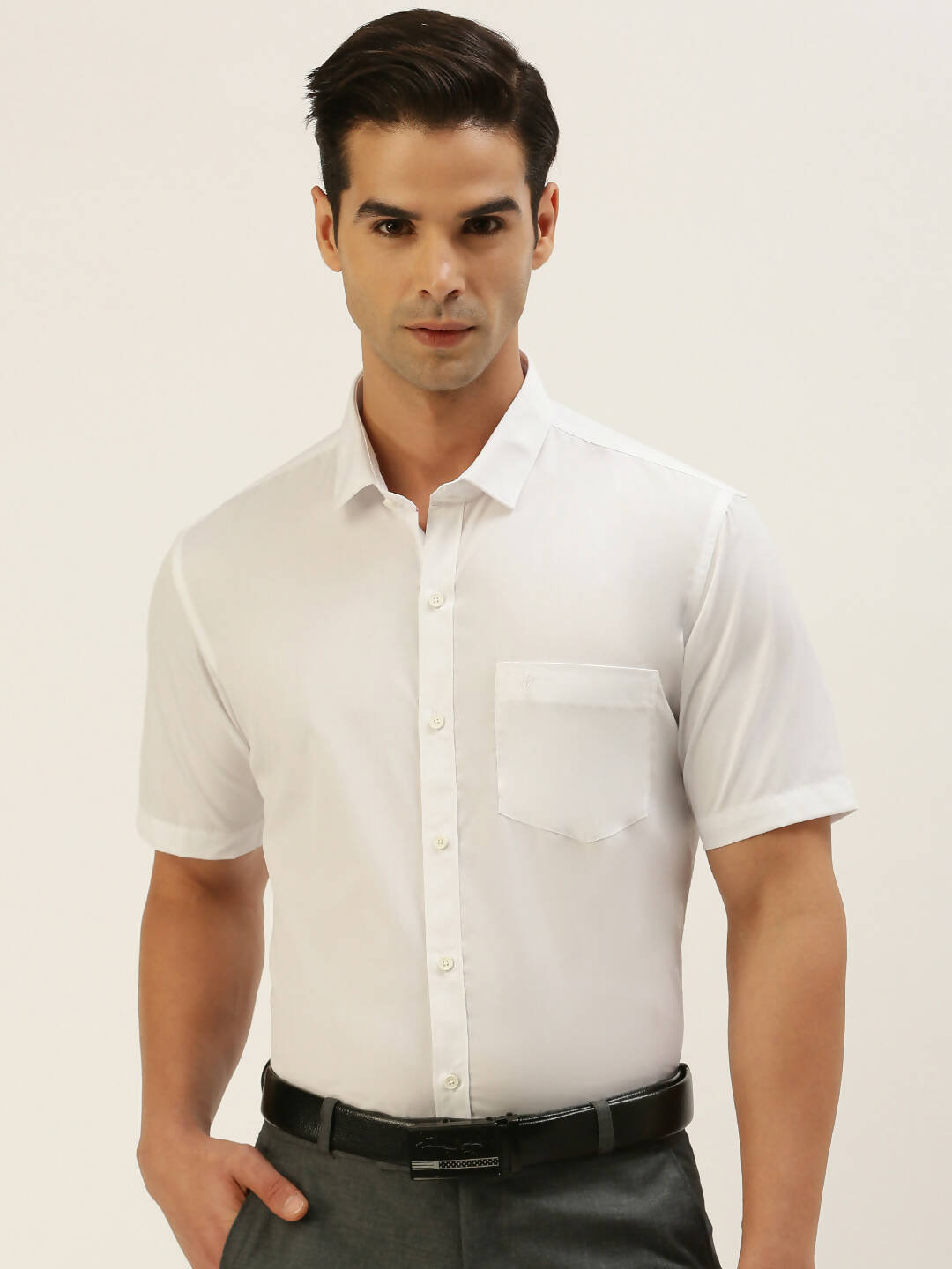 Ramraj Cotton Mens Half Sleeve Formal 100% Cotton White Shirt