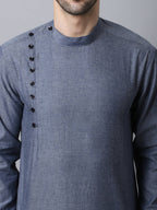 Even Apparels Grey Pure Cotton Kurta With Side Placket - Distacart