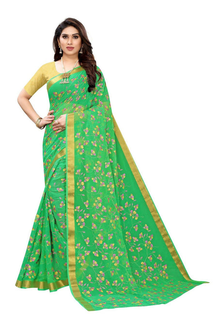 Vamika Green Printed Chiffon Saree (UJALA GREEN)