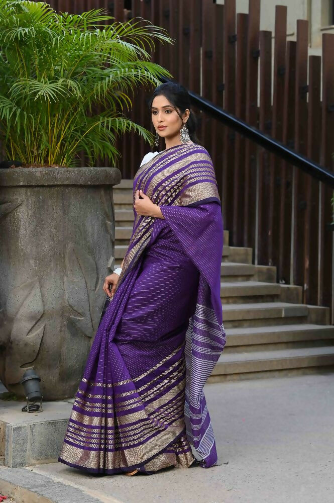 Beatitude Violet Cotton Handloom Saree