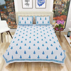 Hand Block Printed Double 230x270 Cms Jaipuri Bedspread with 2 Pillow Covers
