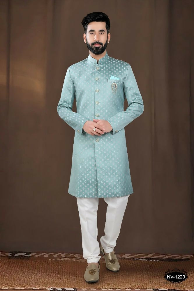 Joban Fashion Men's Green Woven Jacquard Kurta with Pyjama