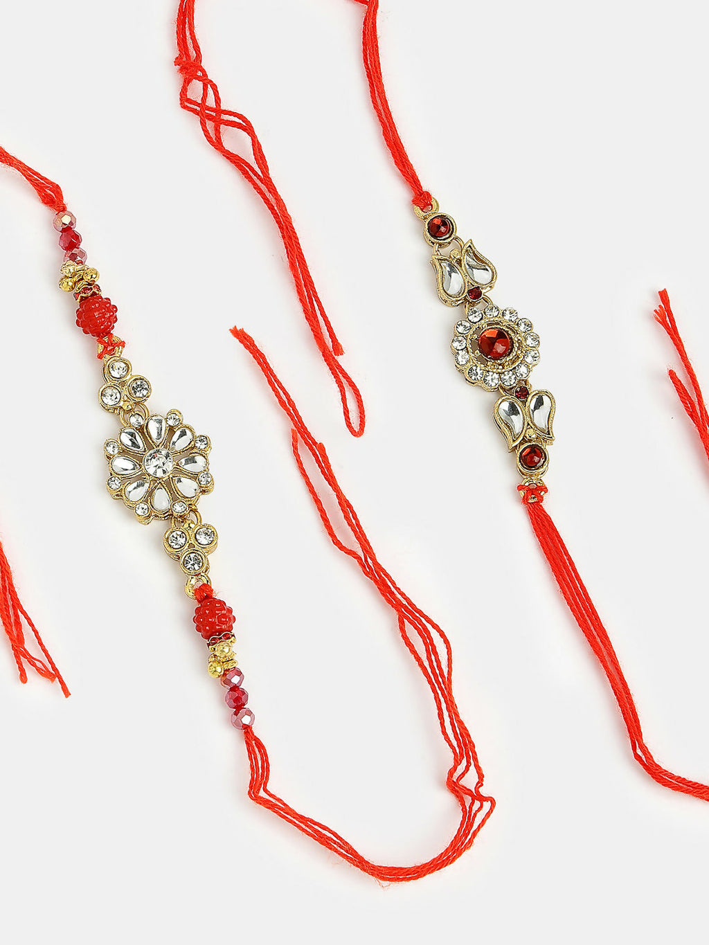 NVR Men Set of 2 Gold-Toned Stone-Studded Rakhi With Roli Chawal - Distacart