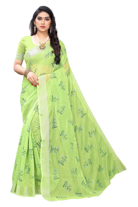 Vamika Green Chanderi Designer Saree