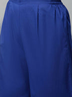 Ahalyaa Womens Indigo Blue Pure Cotton Printed Kurta Palazzo Set - Distacart