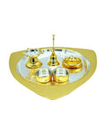 Puja N Pujari Gold & Silver Triangle Pooja Thali Set