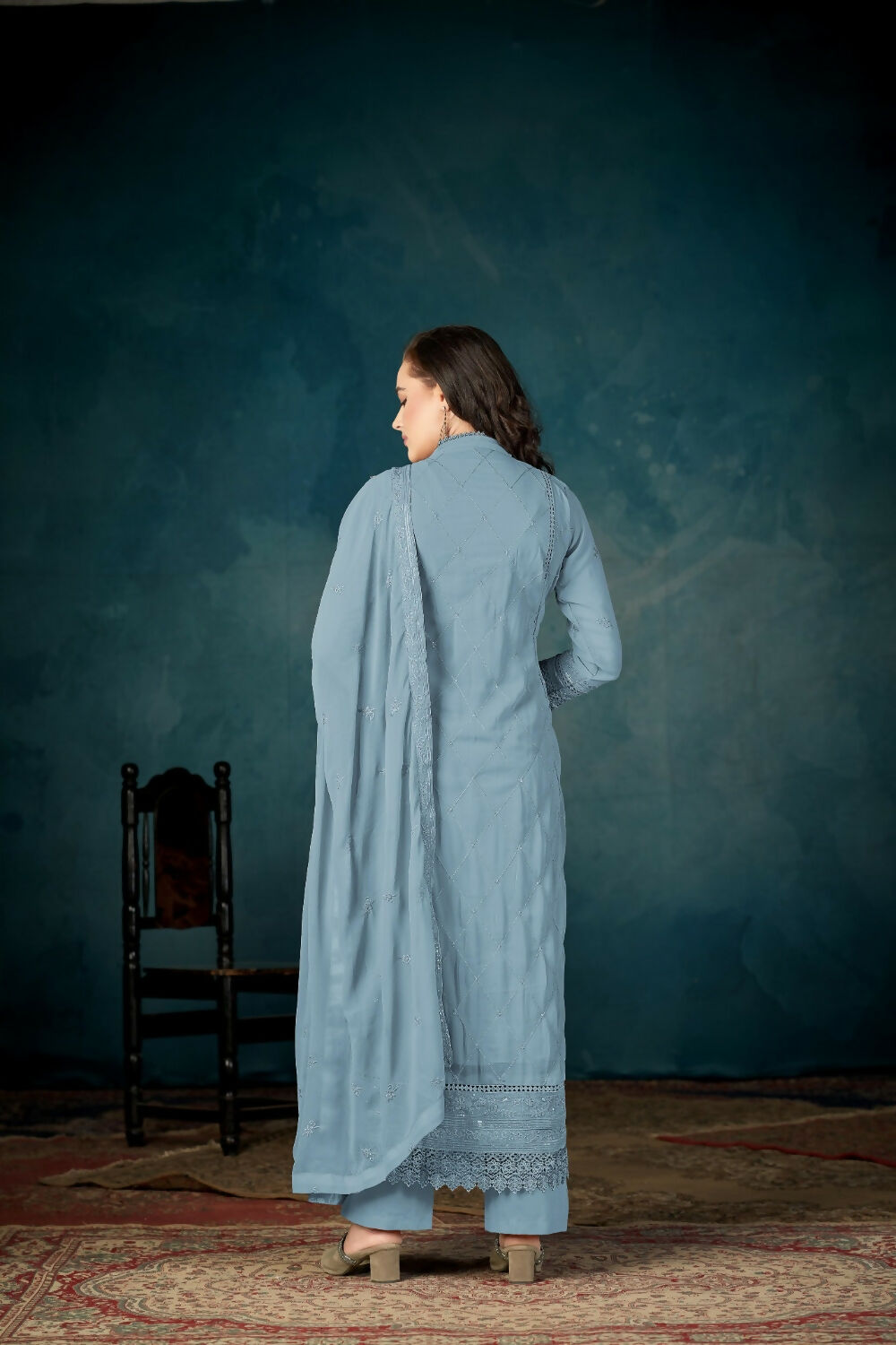 Anaita Sky Blue Heavy Faux Georgette Stitched Suit with Embroidered Sequence Work - Distacart