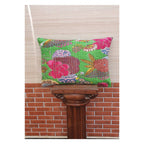 The Decor Nook Parrot Green Base With Multicolour Flowers Print Cushion Cover
