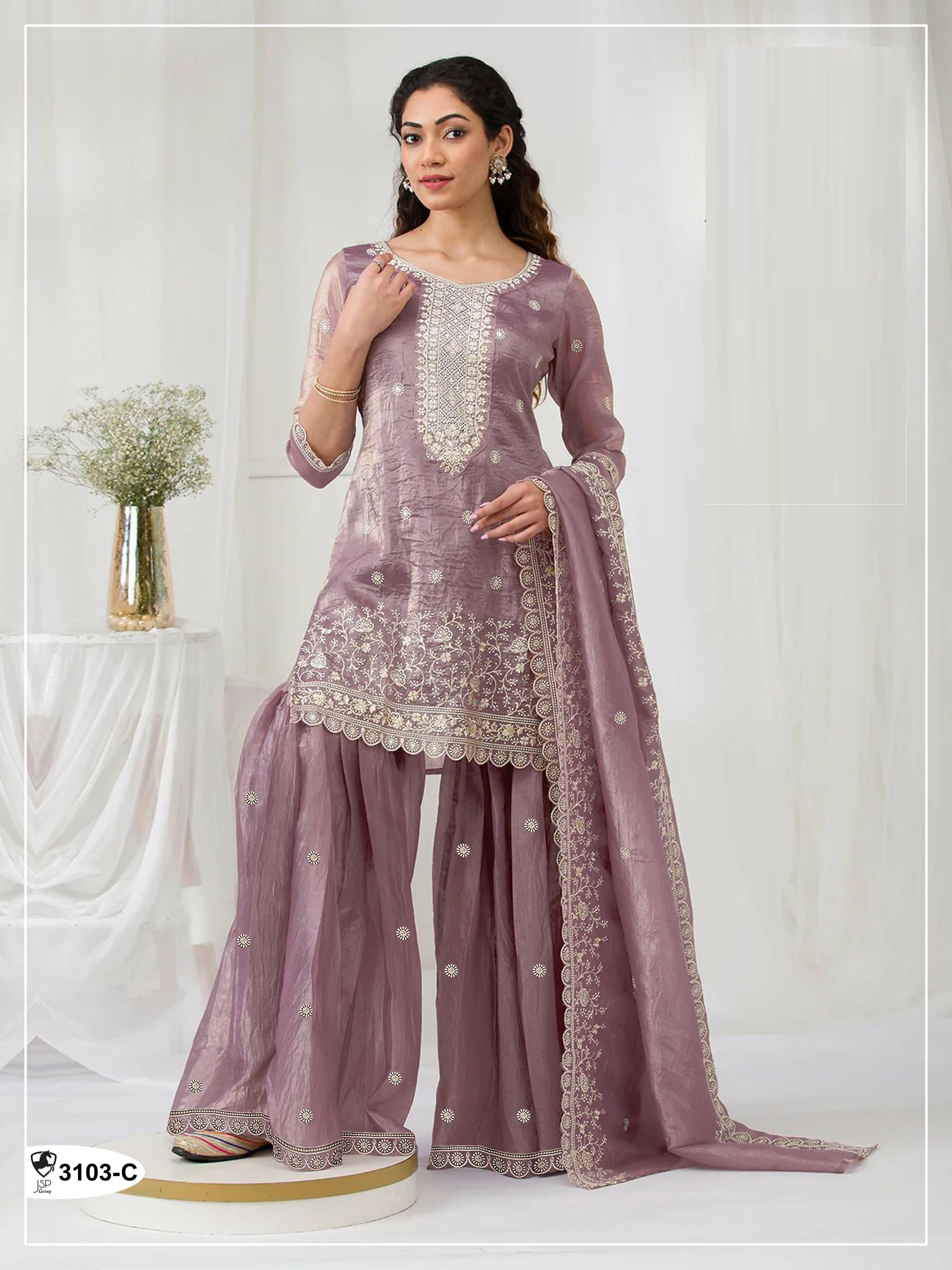 Anaita Peach Gold Crush Stitched suit with heavy embroidery work - Distacart
