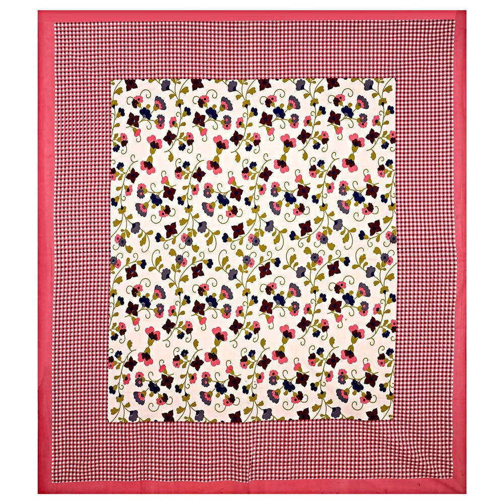 Vamika Printed Cotton Pink & Multicolor Bedsheet With Pillow Covers (LEOC_CHKM_P)
