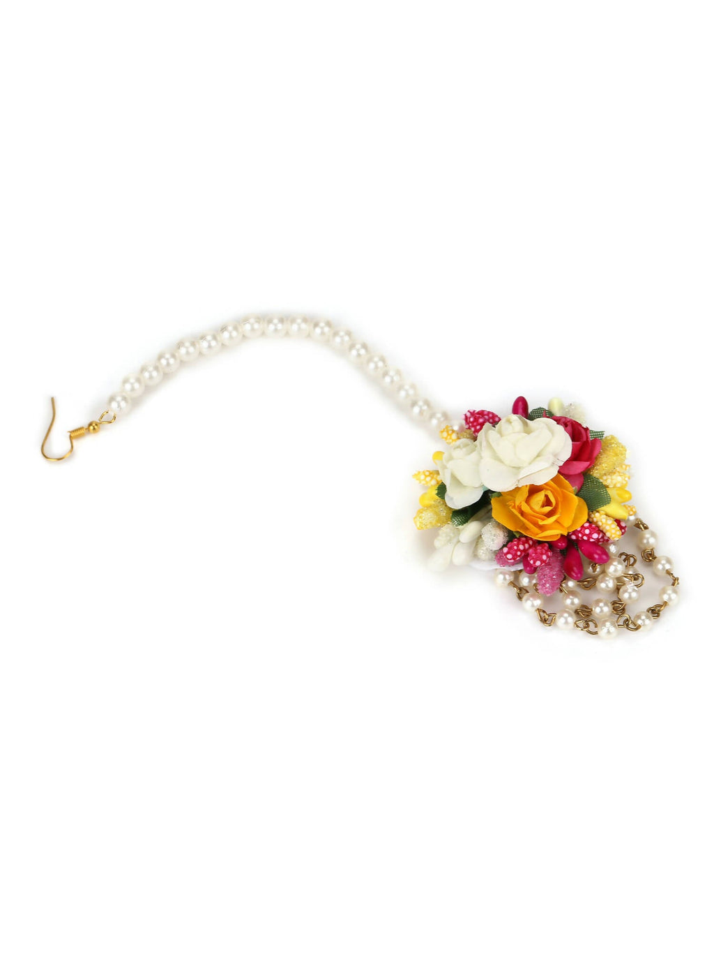 Yellow Pink Beaded Flower Jewellery Set - Ruby Raang - Distacart