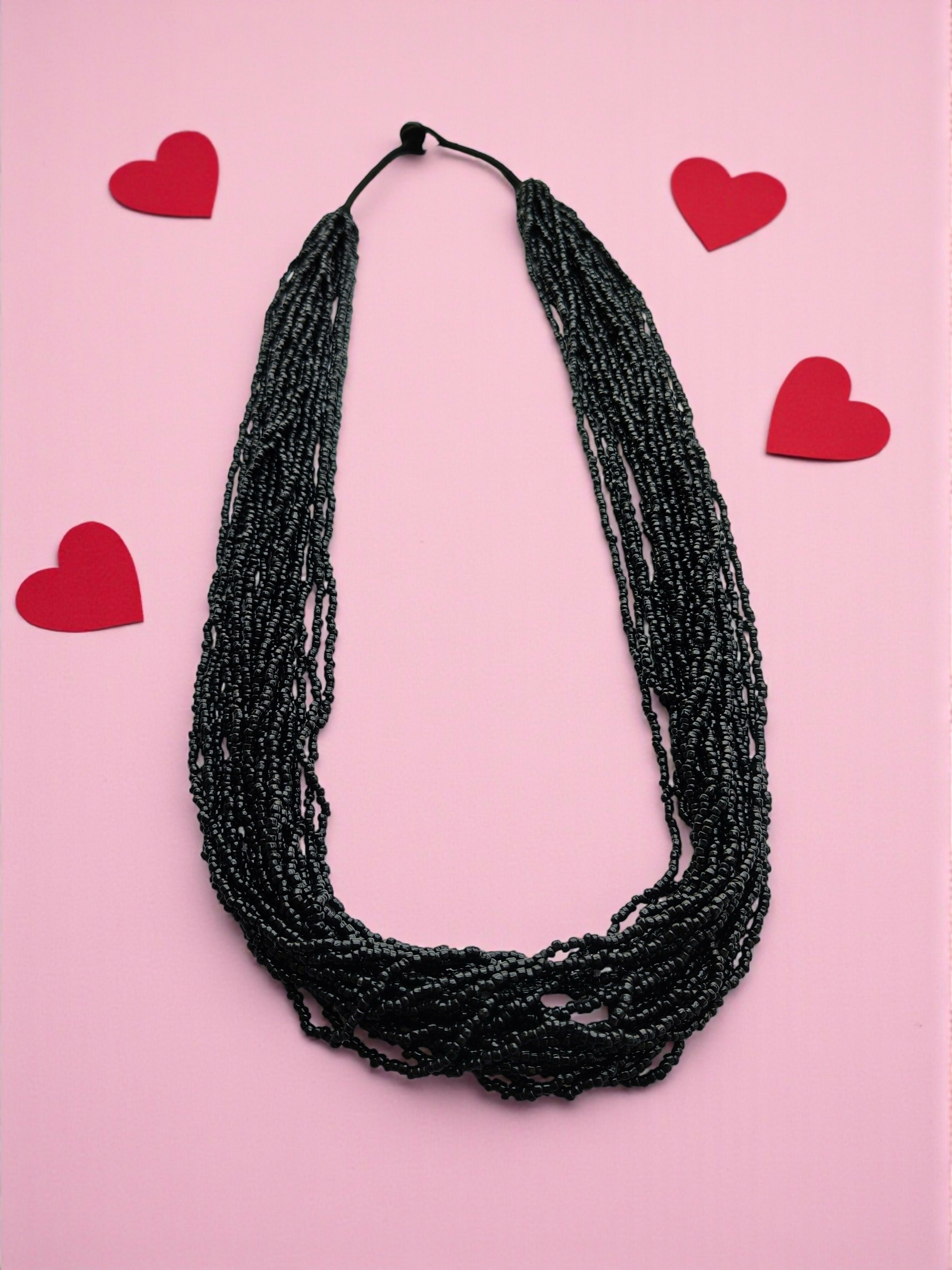 Inhanns Rangsaaz 20-Layer Luxe Long Beaded Only Necklace - Black Only Neckalce 20 Layer Long