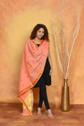 Very Much Indian Handloom Pure Cotton Paithani Dupatta Orange