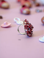 Inhanns Rang-E-Roshan Adjustable Ring – Handmade Crystal Statement Ring - Maroon 1