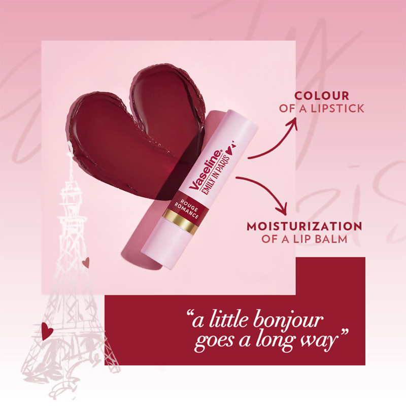 Vaseline Emily In Paris Tinted Lip Balm Stick - Rouge Romance - Distacart